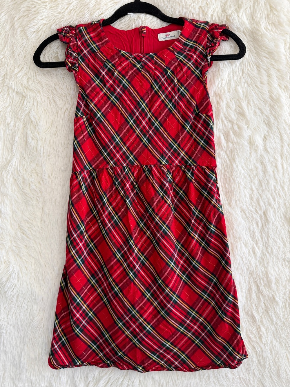 Vineyard Vines Girls Tartan Plaid Holiday Dress Size 10 Red Christmas Church